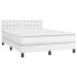Cama box spring colchón y LED cuero sintético blanco 140x190