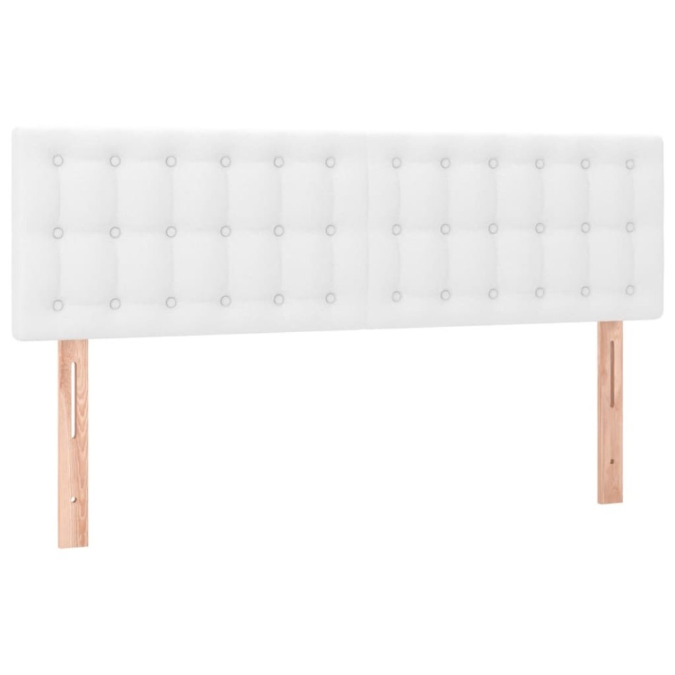 Cama box spring colchón y LED cuero sintético blanco 140x190