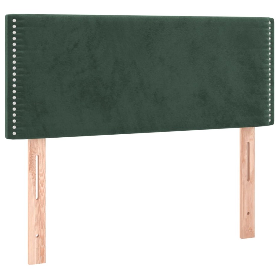 Cama box spring colchón y LED terciopelo verde oscuro 80x200