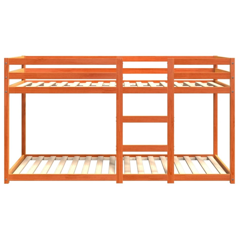 Litera de madera maciza de pino marrón cera 90x200