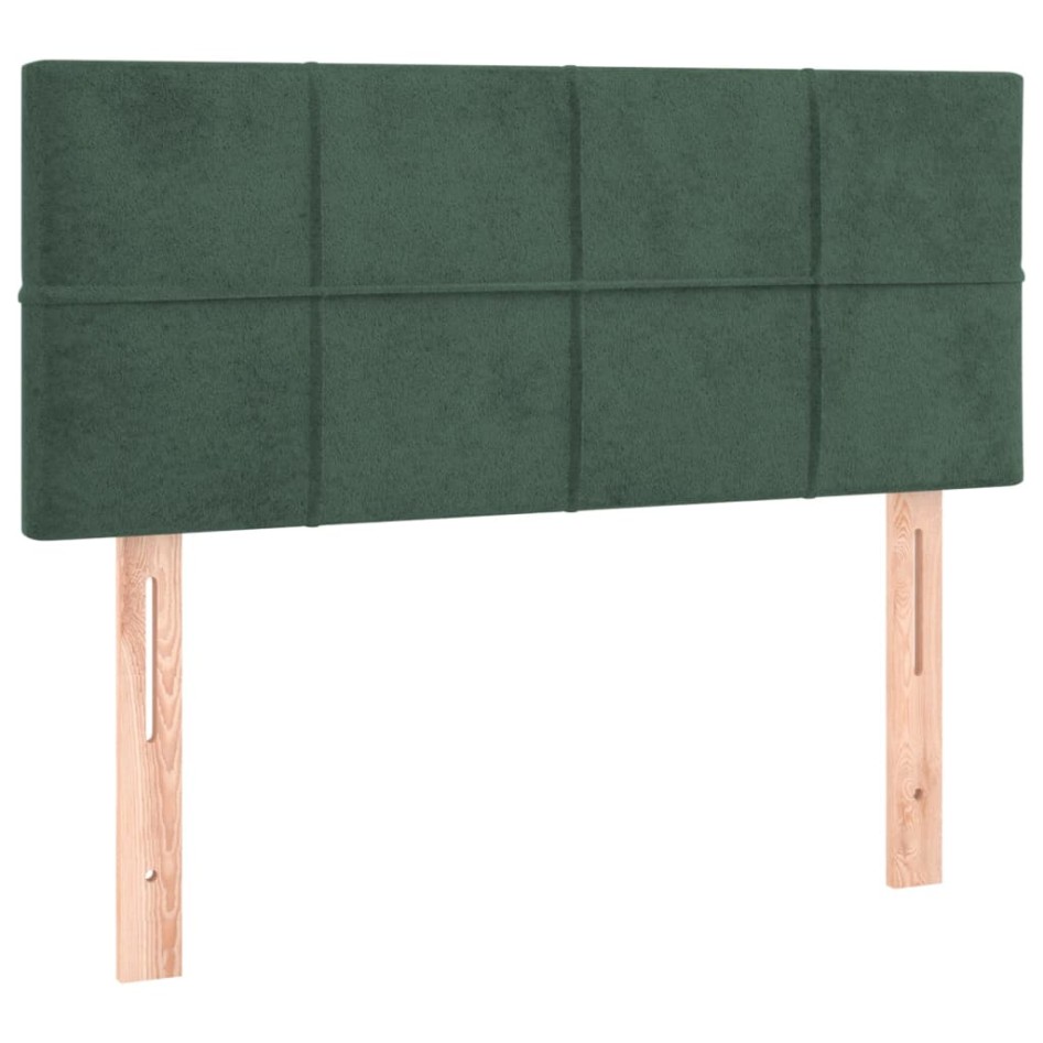 Cama box spring colchón y LED terciopelo verde oscuro 90x200
