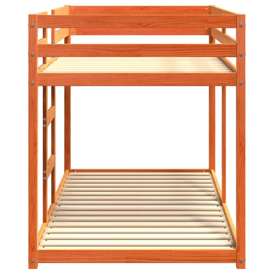 Litera de madera maciza de pino marrón cera 90x200