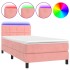 Cama box spring colchón y LED terciopelo rosa 100x200