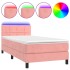 Cama box spring colchón y LED terciopelo rosa 90x200