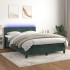 Cama box spring colchón y LED terciopelo verde oscuro