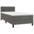 Cama box spring colchón y LED terciopelo gris oscuro 90x190