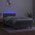 Cama box spring colchón y LED terciopelo gris claro 100x200