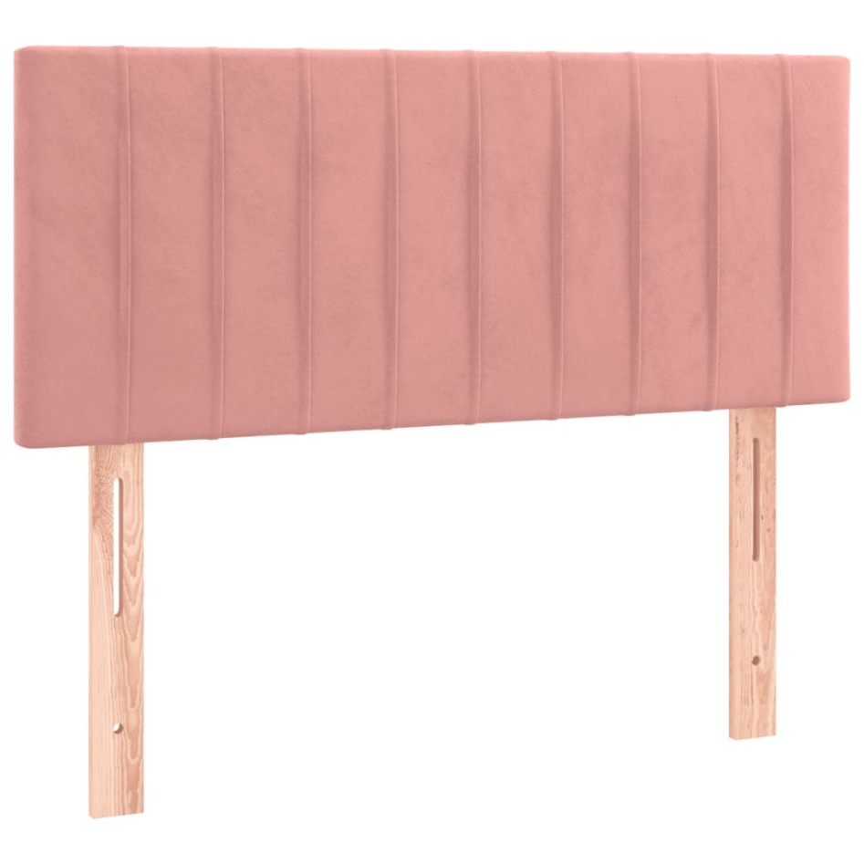 Cama box spring colchón y LED terciopelo rosa 120x200
