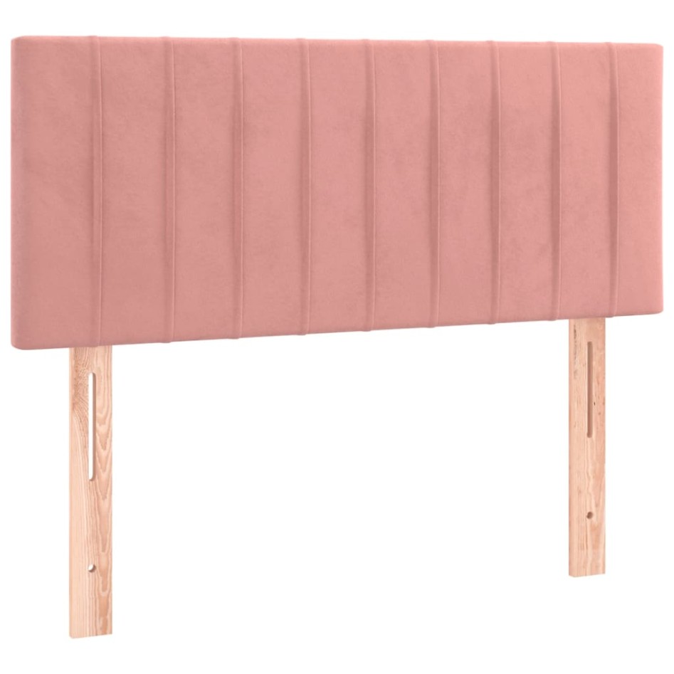Cama box spring colchón y LED terciopelo rosa 80x200
