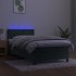 Cama box spring colchón y LED terciopelo verde oscuro