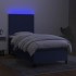 Cama box spring colchón y luces LED tela azul 90x190