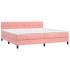 Cama box spring colchón y LED terciopelo rosa 200x200