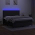 Cama box spring colchón y luces LED tela negro 160x200