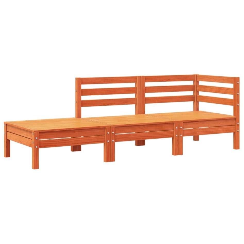 Sofá de jardín con cojines y reposapiés madera maciza de