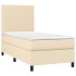 Cama box spring colchón y luces LED tela crema 80x200