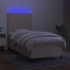 Cama box spring colchón y luces LED tela crema 80x200