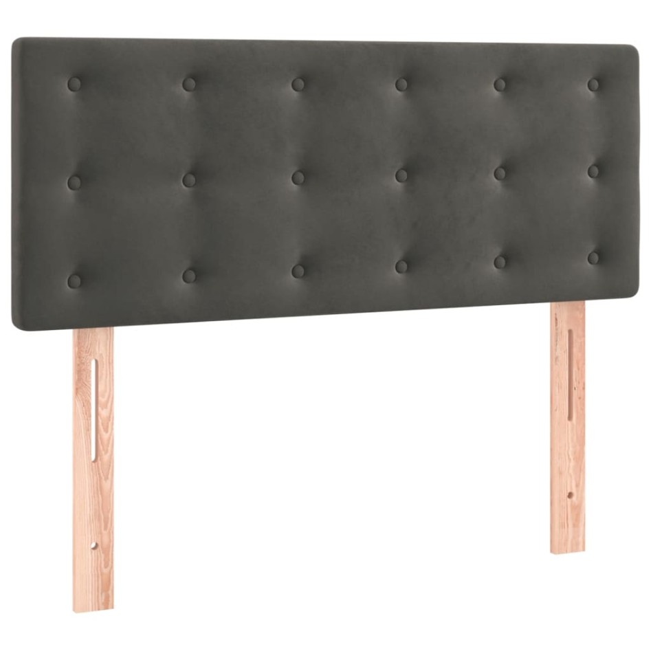 Cama box spring colchón y LED terciopelo gris oscuro 120x200