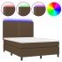 Cama box spring colchón luces LED tela marrón oscuro