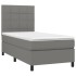 Cama box spring colchón y luces LED tela gris oscuro 100x200