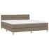 Cama box spring con colchón LED tela gris taupe 160x200