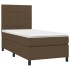 Cama box spring colchón luces LED tela marrón oscuro