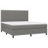 Cama box spring colchón y luces LED tela gris oscuro 160x200