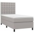 Cama box spring colchón y luces LED tela gris claro 90x190