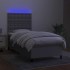 Cama box spring colchón y luces LED tela gris claro 90x190
