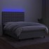 Cama box spring colchón y luces LED tela gris claro 140x200