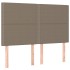 Cama box spring colchón y luces LED tela gris taupe 140x200
