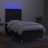 Cama box spring colchón y luces LED tela negro 100x200