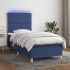 Cama box spring colchón y luces LED tela azul 90x190