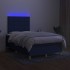 Cama box spring con colchón y LED tela azul 120x200