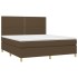 Cama box spring colchón luces LED tela marrón oscuro