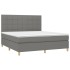 Cama box spring colchón y luces LED tela gris oscuro 160x200