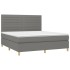 Cama box spring colchón y luces LED tela gris oscuro 180x200