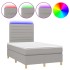 Cama box spring con colchón tela y LED gris claro 120x200