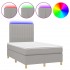 Cama box spring con colchón tela y LED gris claro 120x200