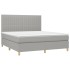 Cama box spring colchón y luces LED tela gris claro 160x200