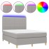 Cama box spring colchón y luces LED tela gris claro 140x200