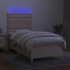 Cama box spring colchón y luces LED tela crema 80x200