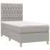Cama box spring colchón y luces LED tela gris claro 100x200