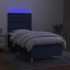 Cama box spring colchón y luces LED tela azul 90x190