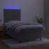 Cama box spring colchón y LED terciopelo gris claro 100x200