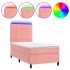 Cama box spring colchón y LED terciopelo rosa 90x190