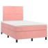 Cama box spring colchón y LED terciopelo rosa 120x200