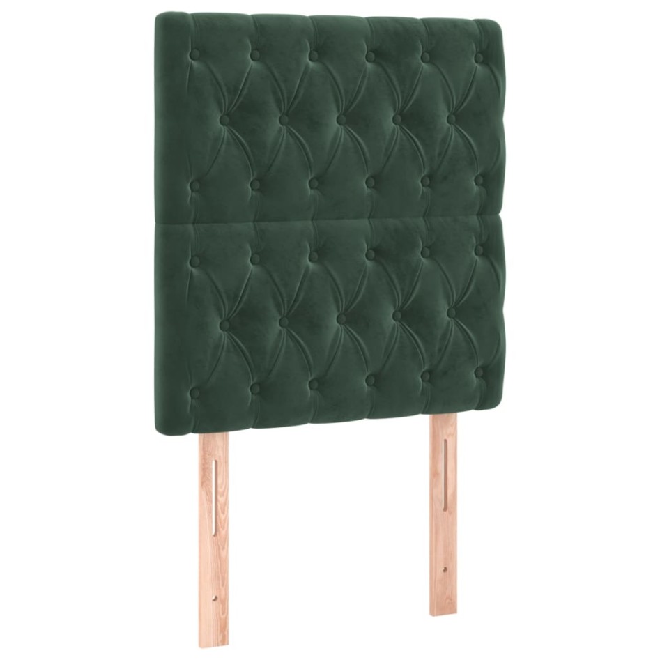 Cama box spring colchón y LED terciopelo verde oscuro