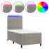 Cama box spring colchón y LED terciopelo gris claro 100x200