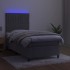 Cama box spring colchón y LED terciopelo gris claro 100x200