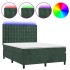 Cama box spring colchón y LED terciopelo verde oscuro
